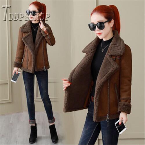 2019 New Winter Short Women Coat Lining with Furry Lapel Female Jacket