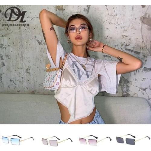 DM PERFECTIONISM TIK TOK Ladies Frameless Trimmed Sunglasses Square Gradient Shades