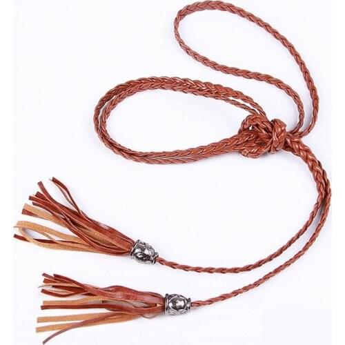 Knitted Belt Match Dress Tassel Thin Belts For Women Fashion Bow Hand-woven Belt Free Shipping 6B