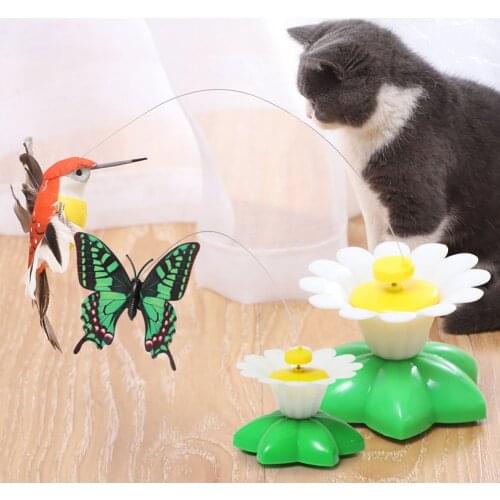 2021 Funny Cat Toy Electric Colorful Butterfly Bird Pet Plastic Interactive Toy Random Color Stick Wire Chaser Wand Toy