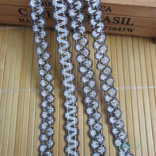 10yards/lot 12mm Width Vintage Silver Thread Embroidered Lace Trim Ribbon Fabric Handmade DIY Sewing Supplies Craft Decoration