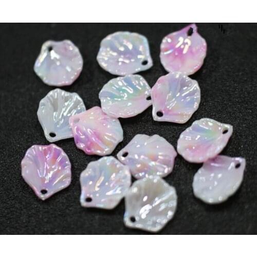 SIXTY TOWFISH 100 Pieces DIY Jewelry Accessory 15*17mm Acrylic Colorful Shell Flower Slice With Hole Plastic Beads