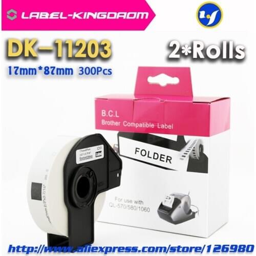 2 Roll Compatible DK-11203 Label 17mm*87mm Compatible for Brother Label Printer All Come With Plastic Holder 300Pcs/Roll