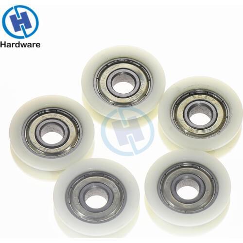 5pcs New U Groove Ball Bearing Nylon Plastic Embedded 608 Guide Pulley 8*30*10mm