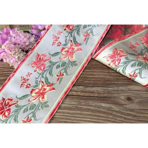 5yard/lot Woven Jacquard Ribbon 10cm Flower pattern