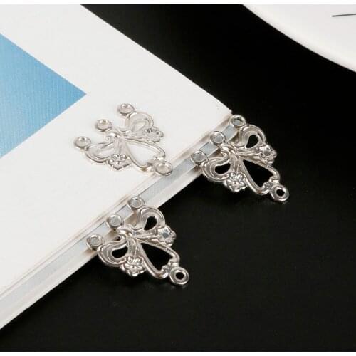 50pcs Rhodium Triangle Filigree Wraps Flower Connectors Metal Crafts Gift Decoration DIY Jewelry Making