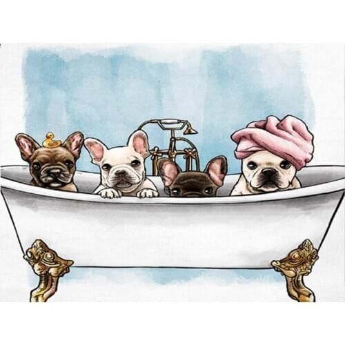 5d Diy Diamond Painting French bulldog rhinestone full drill diamond embroidery mosaic cross stitch kit toilet decor EE1346