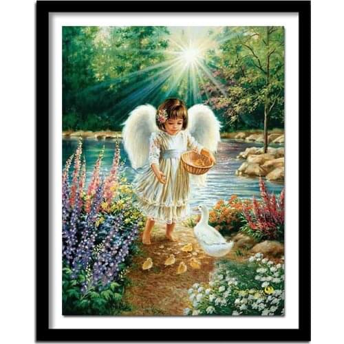 5D diy diamond painting cross stitch 5d diamond embroidery Angel pick flower needlework inlay home decor painting