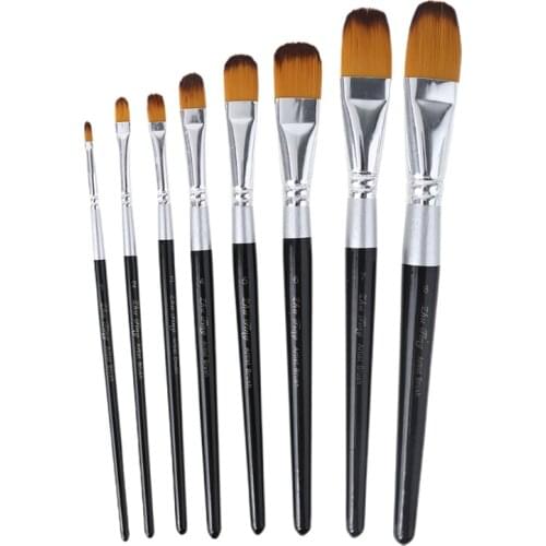 8 PCS Filbert Brushes with Case for Acrylic Oil Watercolor Artist Professional Painting Kits with Synthetic Nylon Tips