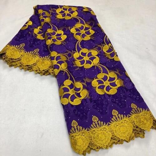 African lace fabric 2021 high quality lace royal blue french african guipure lace cord lace with stones for wedding 5yards