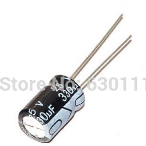 Free shipping 500pcs 330UF 25V 8*12mm electrolytic capacitor 25V 330uf