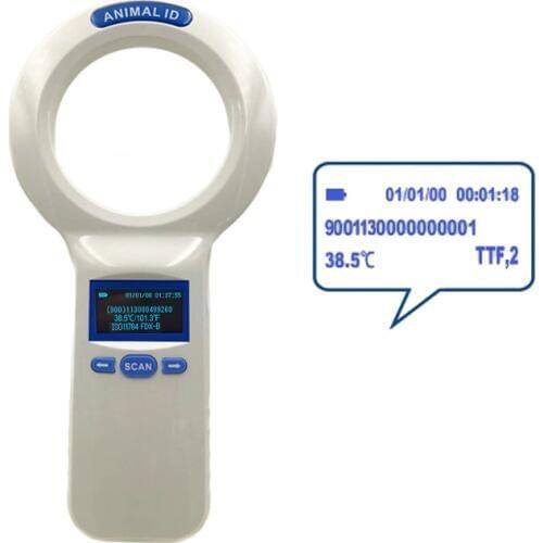 Large antenna RFID FDX-B Temperture sense handheld reader and temperature microchip injector syringes