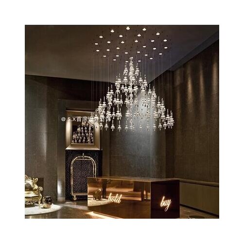 Shop decoration creative crystal chandelier villa luxury upscale duplex bedroom restaurant long post-modern chandelier led