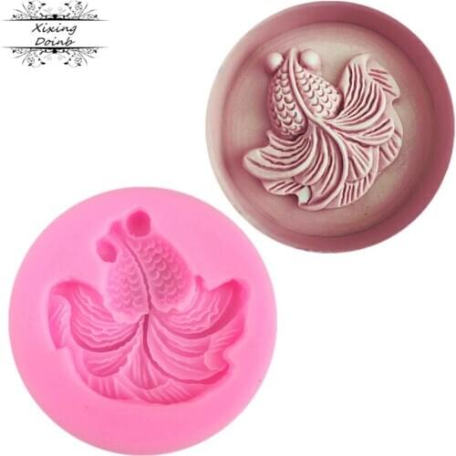 DIY 3D fish shaped silicone fudge cake mold Chocolate Mold kitchen bake tool cake decoration