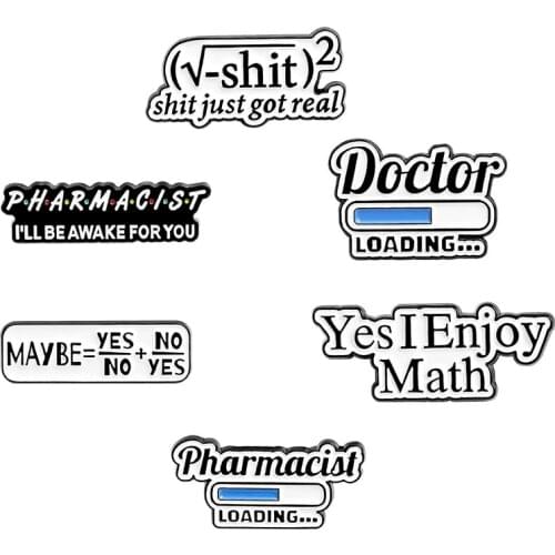 Math Science Enamel Pin Collect Chemistry Pharmacist Equation Metal Cartoon Brooch Backpack Hat Bag Collar Lapel Badges