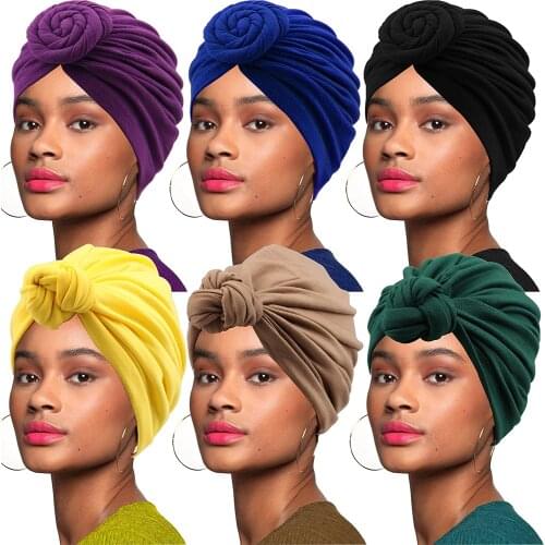2021 Fashion Africa Headtie Lady Turban bonnet Top Knot Inner Hijab Caps Muslim Twist Headwrap Women Head Wraps India Hat
