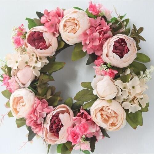 Multiple Styles Silk Peony Artificial Flowers Wreaths Door Perfect Quality Simulation Garland For Wedding Home Party Decoration
