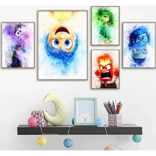 Disney Cartoons Character Canvas Art Paintings Watercolor Poster Print Wall Art Picture for Nursery Room Home Decoration