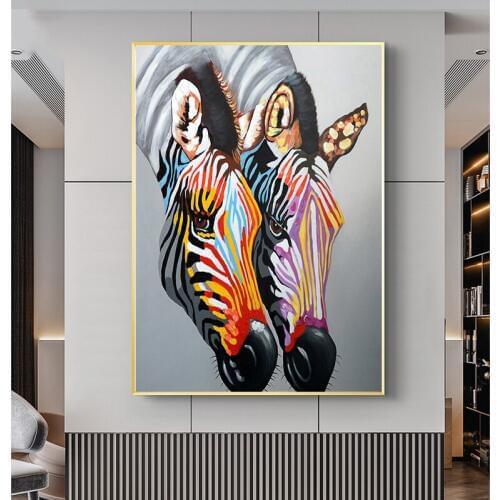 Colorful Zebras Graffiti Art Painting on Canvas Posters and Prints Animals Wall Art Pictures for Kids Living Room Home Decor