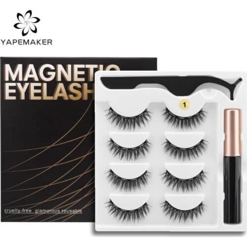 YAPEMAKER Magnetic Eyelashes 3D False Mink Eyelashes Magnet Lashes Magnetic Eyeliner&Tweezer Set Makeup pestañas magneticas