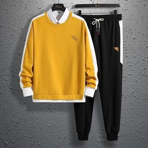 Men Tracksuit Outerwear Mens Sets 2 Pieces Autumn Sporting Track Suit Male Fitness Casual TURTLENECK sweatshirt + Pants Sets