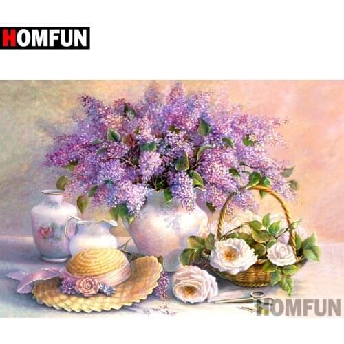 HOMFUN Full Square/Round Drill 5D DIY Diamond Painting "Flower teacup" Embroidery Cross Stitch 5D Home Decor A07690