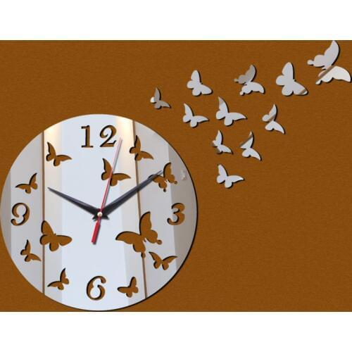 New Sale Wall Acrylic Wall Sticker Stickers Home Decor Europe Large 3d Clock Kitchen Horse Butterfly Mirror