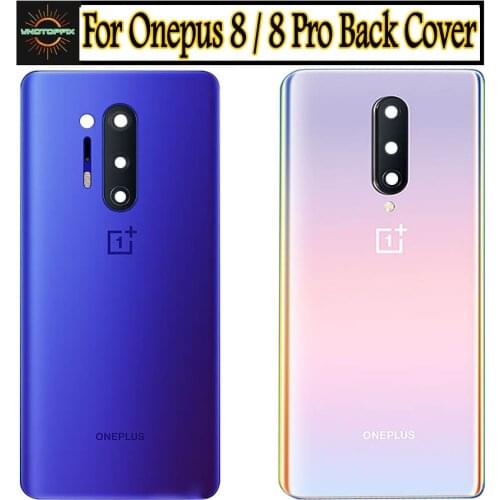 Original For OnePlus 8 pro Battery Cover Door Rear Glass For Oneplus 8 8t Battery Cover 1+8 Housing Case with Glue +Camera Lens