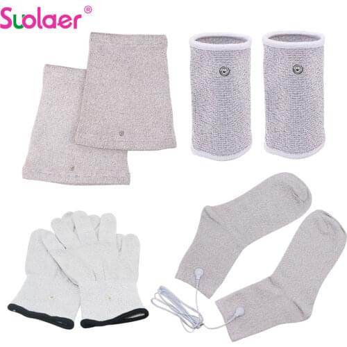 Conductive Silver Fiber TENS / EMS Electrode Treatment Gloves + Socks + Knee Pads + Bracers Acupressure Device Accessories 2.5MM