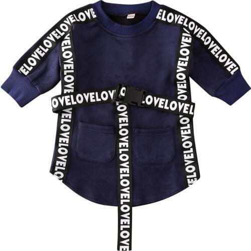 Girl Dress 2019 Toddler Infant Baby Girl Clothes Long Sleeve Dress+Belt Long Sweatshirt Sportwear Size 1-5Y