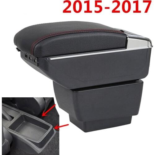 For Skoda Fabia 2015-2017 Armrest Box Car Center Storage Box With Cup Holder Arm Rest Rotatable Car-styling Interior Accessories