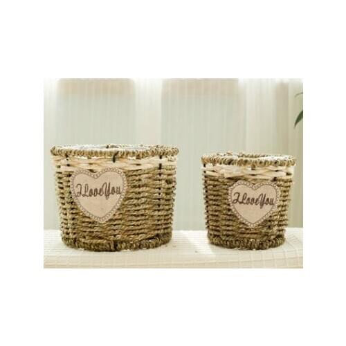 Factory direct selling hot-selling hand-woven straw succulents small pot home gardening willow woven direct selling basket whole