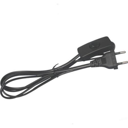 Europe standard power cord with switch black EU Two round plug power cable 1.5meter 10pcs