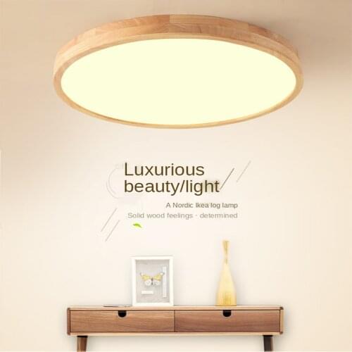 2021 new Nordic Ultra-thin Solid Wood Ceiling Light Solid Wood Simple Living room LED lamp bedroom lamp Factory wholesale