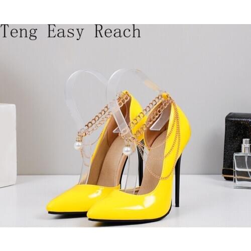 Woman Sexy Women Shoes High Heels Pumps Spring/Autumn 2021 New Pointed Thin Heels Shoes Fashion Woman Party Shoes Yellow