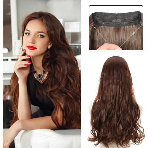 Halo Hair Extensions Long Curly Synthetic Hair Invisible Secret Wire Hidden Crown Hair Extensions One Piece Fish Line No Clips