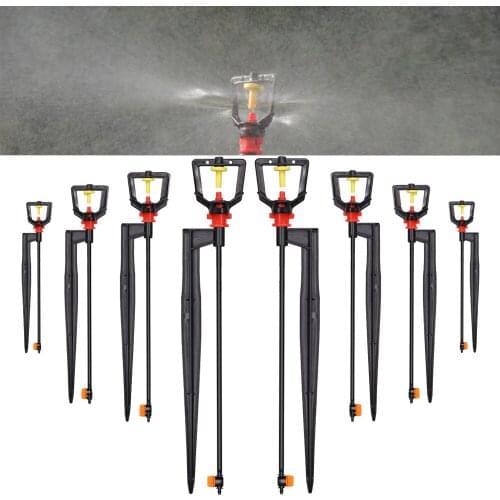 Rotating 360 Degrees Sprayer Refraction Mist Nozzles with Stakes Connector Gardens lawn Irrigation for 1/4'' Hose Sprinklers