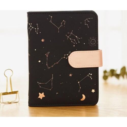 Creative Star Constellation PU Leather Notebook Button Snap Notebook Stationery Gift For Student 2 Colors