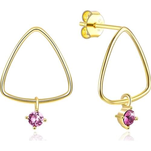 ZEMIOR 925 Sterling Silver Earring Triangular Shape Classic Luxury Austria Crystal Stud Earrings Women Hot Selling Jewelry