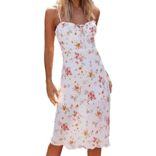 Slash Neck Spaghetti Strap Printing Summer Dresses for Women Elegant Floral Bodycon Sexy Midi Dress Fashion Vestidos