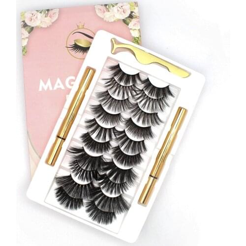 10 Pairs MIX 3D Mink Eyelashes Waterproof No Magnetic Liquid Eyeliner Long Lasting Natural Supplier Wholesale Drop Shipping