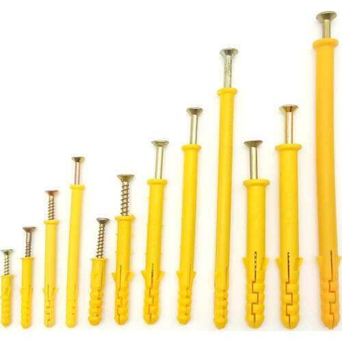 10pcs M6 small yellow croaker countersunk stainless steel self-tapping screws set expansion bolts wall plug 30mm-100mm length