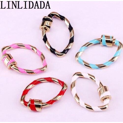 10Pcs Fashion 16 * 25mm Colorful Enamel Pave Interlocking Clasp, Carabiner Clasp, Jewelry Accessories
