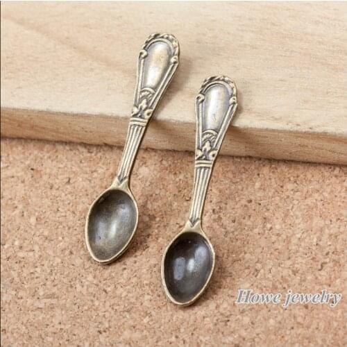 100pcs Vintage Charms Spoon Pendant Ancient bronze Fit Bracelets Necklace DIY Metal Jewelry Making A094