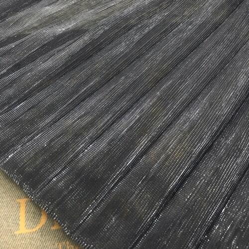 2 meters 150cm 59" width silver black shiny pleated accordion mesh tulle fabric dress clothes materials MM449