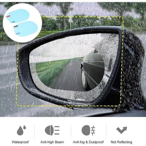 2Pcs Car Rearview Mirror Protective Film Universal Oval Car Anti Water Fog Film Rainproof Rearview Mirror Window Protective Film