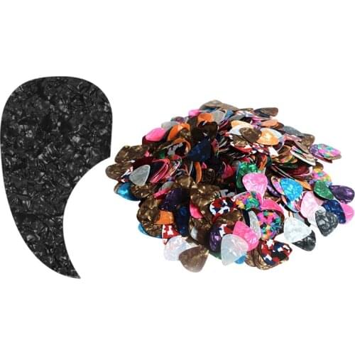 200x Premium 0.46mm Stylish Colorful Celluloid Guitar Picks Plectrums for Guitar Bass & 1Pcs Acoustic Guitar Pickguard Self-Adhe
