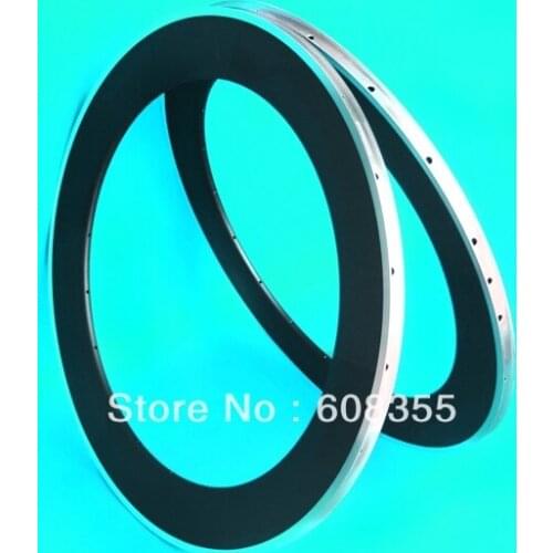 3K carbon Matt road bike 700C wheel rim with Alloy Brake Surface : Clincher Rim 80mm