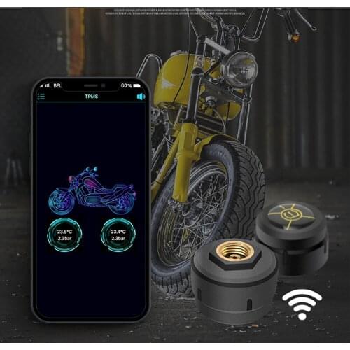 5.0 Tire Pressure Sensor 2 TPMS External Kit Motorcycle Phone APP Waterproof