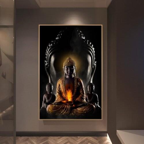 Abstract Gold Buddha Modern Buddha Canvas Art Prints Art Buddhism Posters Wall Art for Living Room Home Decor (No Frame)